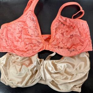 Victoria’s Secret Bra Lot 36C | Lace Coral & Satin Nude Underwire Bras